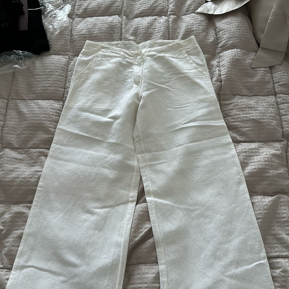 White linen pants
